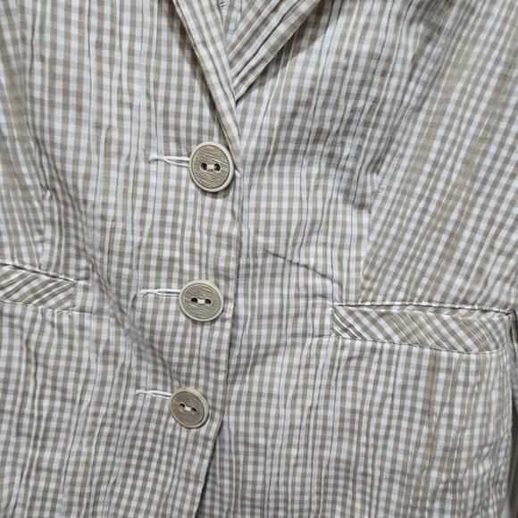 Cabi Ginger Snap Gingham Plaid Blazer Small Style 346 Floral Cuffs - Picture 9 of 12